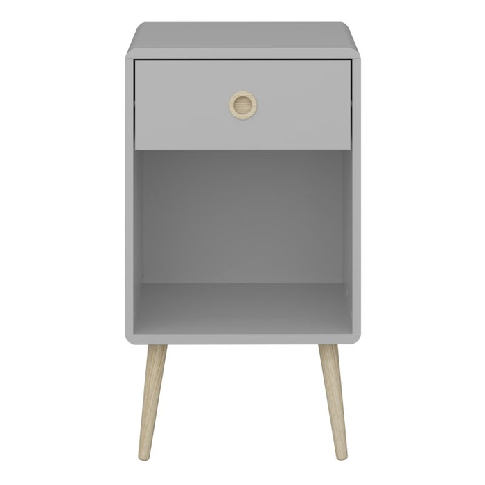 Softline 1 Drawer Bedside Cabinet - Grey - The Furniture Mega Store 