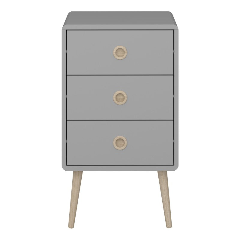 Softline 3 Drawer Bedside Cabinet - Grey - The Furniture Mega Store 