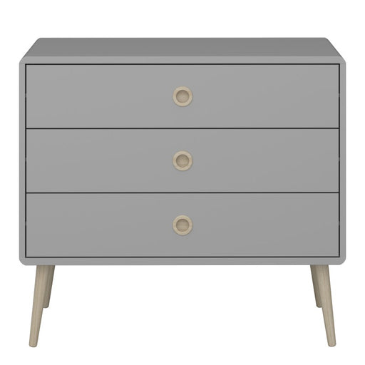Softline 3 Drawer Wide Chest Of Drawers - Grey - The Furniture Mega Store 