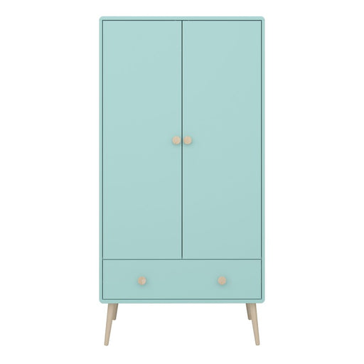 Gaia 2 Door 1 Drawer Wardrobe - Cool Mint - The Furniture Mega Store 