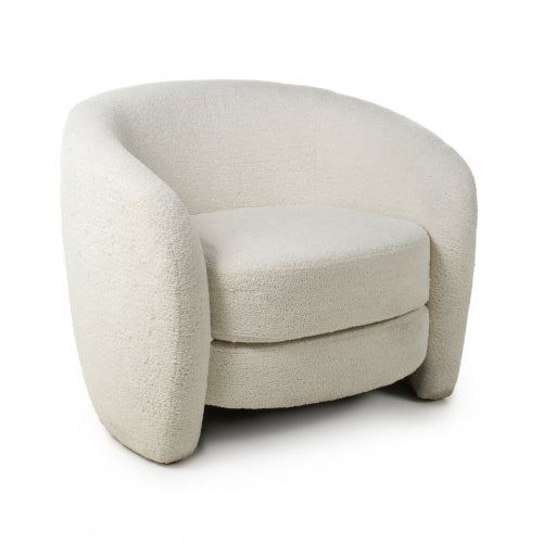 Vanilla White Boucle Accent Tub Chair - The Furniture Mega Store