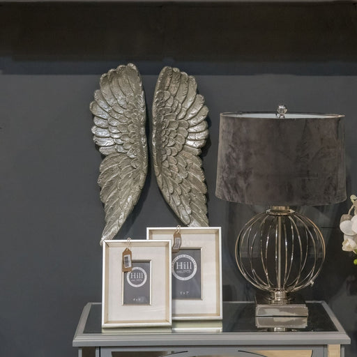 Medium Angel Wings Wall Art - Silver - The Furniture Mega Store 