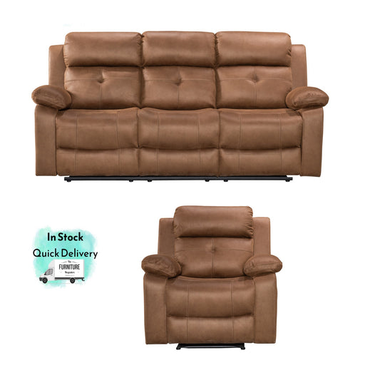 Berlin Fabric 3 Seater Recliner Sofa & 1 Recliner Armchair Set - Choice Of Colours - The Furniture Mega Store 
