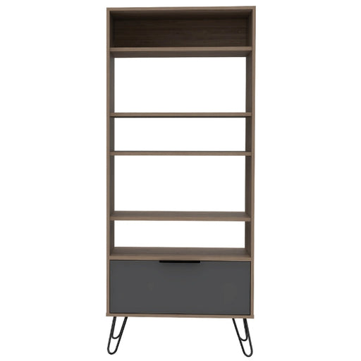 Vegas Grey Melamine Bookcase with Hairpin Legs - The Furniture Mega Store