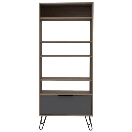 Vegas Grey Melamine Bookcase with Hairpin Legs - The Furniture Mega Store 