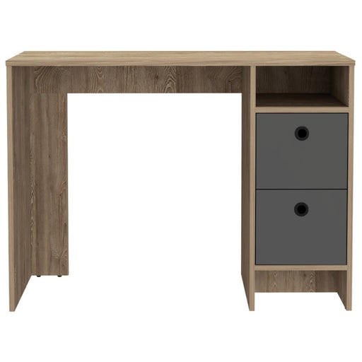Vegas Grey Melamine Office Desk with 2 Drawers - The Furniture Mega Store
