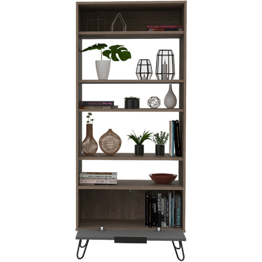 Vegas Grey Melamine Bookcase with Hairpin Legs - The Furniture Mega Store