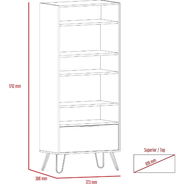 Vegas Grey Melamine Bookcase with Hairpin Legs - The Furniture Mega Store 
