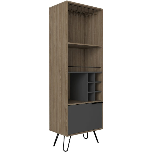 Vegas Grey Melamine Tall Drinks Cabinet with Hairpin Legs - The Furniture Mega Store 