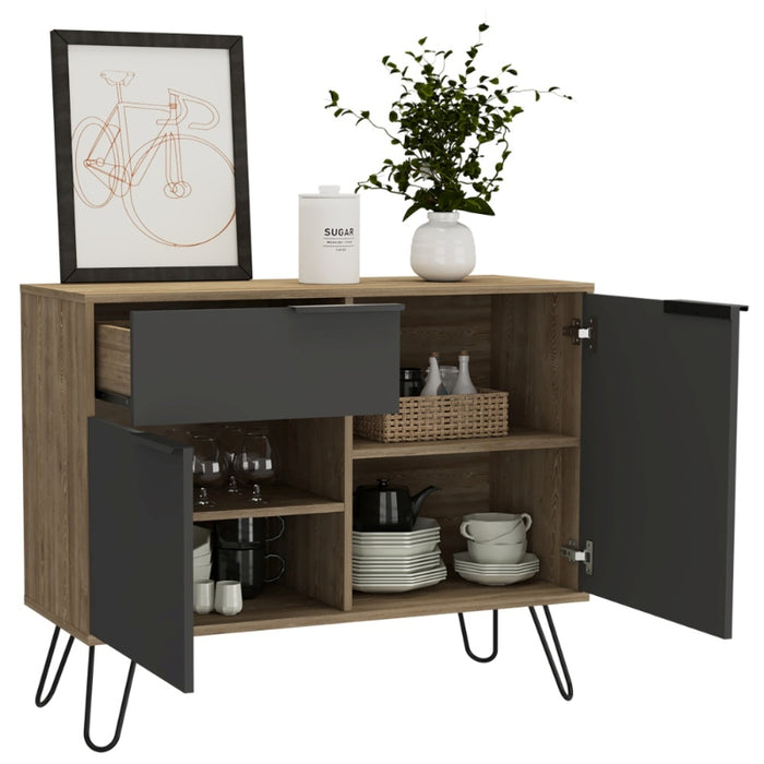 Vegas Grey Melamine Small Sideboard with Hairpin Legs - The Furniture Mega Store