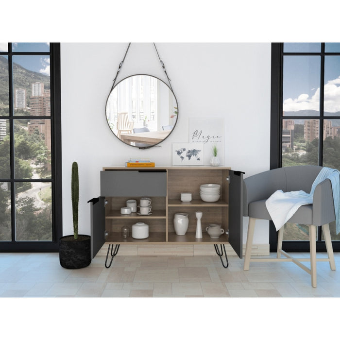 Vegas Grey Melamine Small Sideboard with Hairpin Legs - The Furniture Mega Store