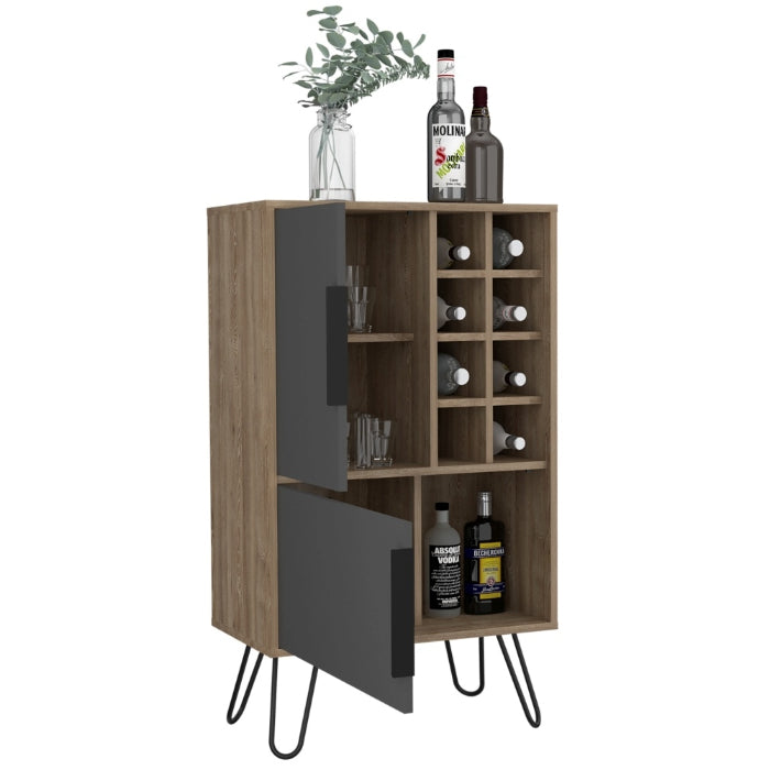 Vegas Grey Melamine Drinks Cabinet with Hairpin Legs - The Furniture Mega Store 