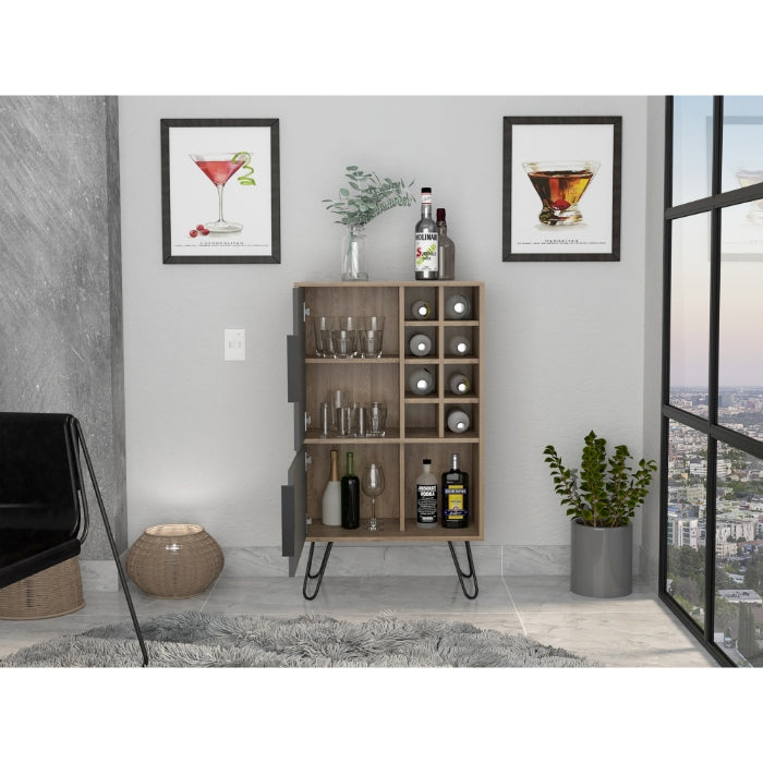 Vegas Grey Melamine Drinks Cabinet with Hairpin Legs - The Furniture Mega Store 