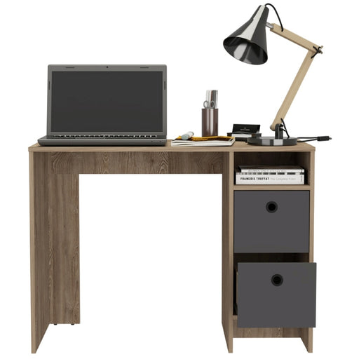 Vegas Grey Melamine Office Desk with 2 Drawers - The Furniture Mega Store 
