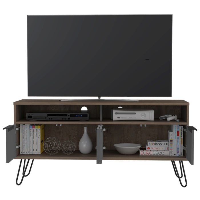 Vegas Grey Melamine Wide TV Unit with Hairpin Legs - The Furniture Mega Store
