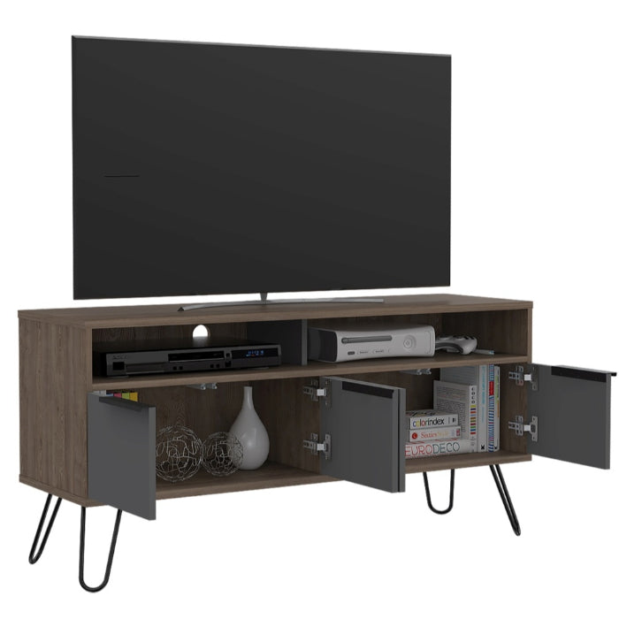 Vegas Grey Melamine Wide TV Unit with Hairpin Legs - The Furniture Mega Store