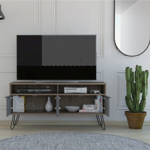 Vegas Grey Melamine Wide TV Unit with Hairpin Legs - The Furniture Mega Store