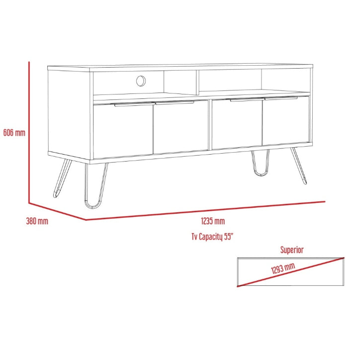 Vegas Grey Melamine Wide TV Unit with Hairpin Legs - The Furniture Mega Store