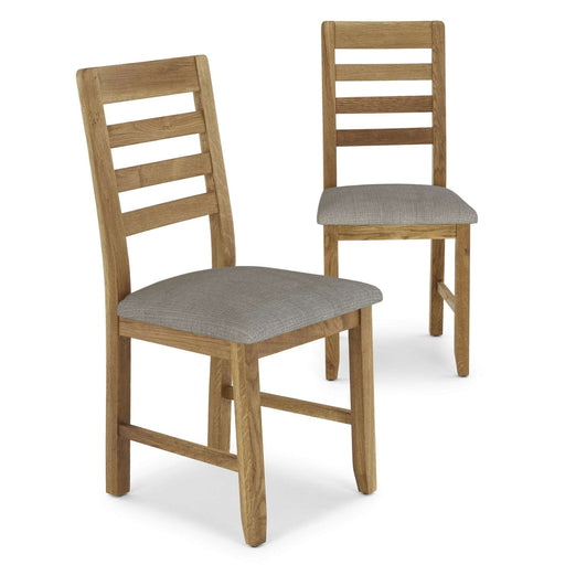 Bakerloo Victoria Linen Fabric & Oak Ladder Back Dining Chair (Sold In Pairs) - The Furniture Mega Store 