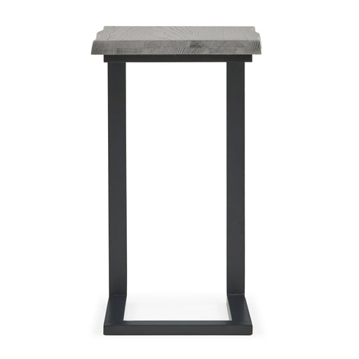 Dalston Grey Oak Side Table, Live Edge Top with Industrial Style Black Metal Legs - The Furniture Mega Store