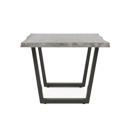 Dalston Grey Oak Coffee Table, Live Edge Top with Industrial Style Black Metal U Legs - The Furniture Mega Store