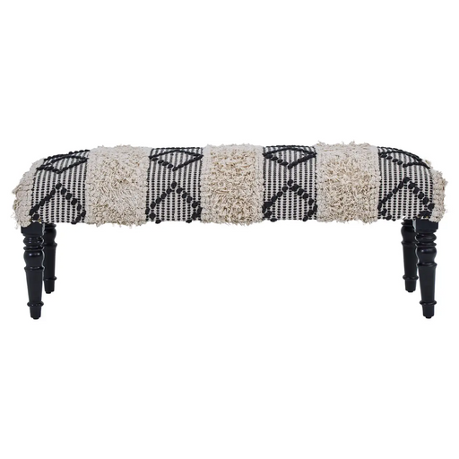 Black & White Boho Moroccan Bench Seat - 120cm - The Furniture Mega Store