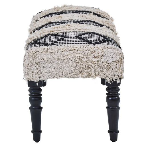 Black & White Boho Moroccan Bench Seat - 120cm - The Furniture Mega Store