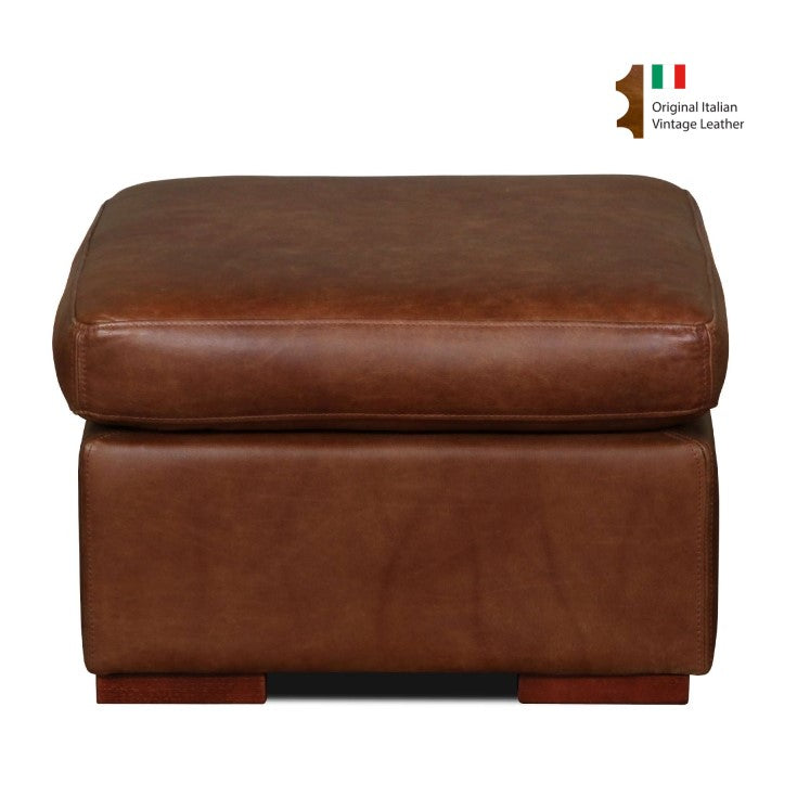 Vintage Leather Square Footstool - 60cm X 60cm - Choice Of Leathers & Feet - The Furniture Mega Store
