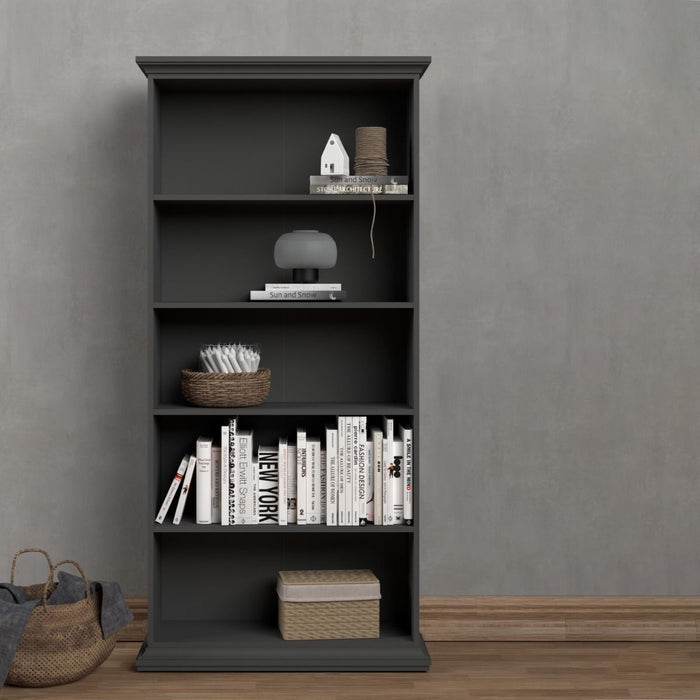 Parisian Tall Bookcase in Matt Grey - The Furniture Mega Store