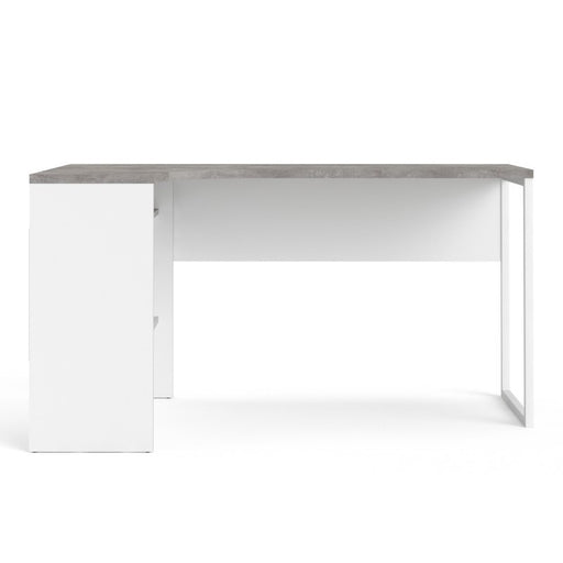Corner Desk 2 Drawers in White and Grey - The Furniture Mega Store