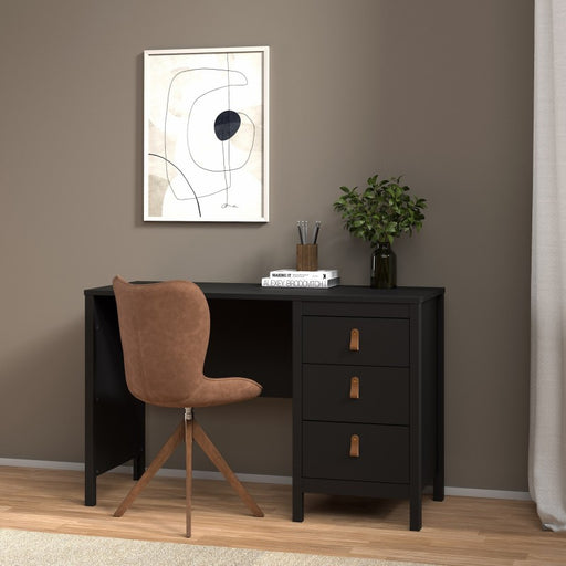 Barcelona 3 Drawer Desk - Matt Black - The Furniture Mega Store