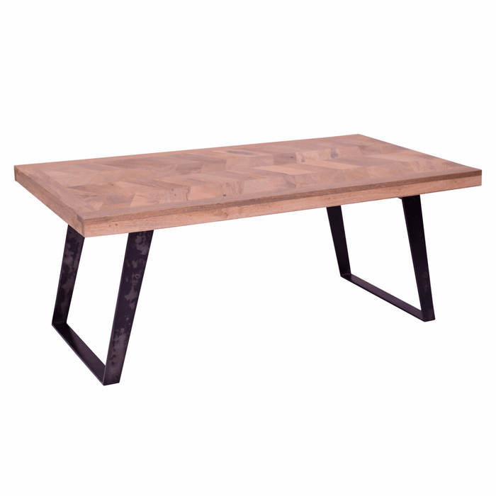 Akash Chevron Parquet Mango Wood Coffee Table - The Furniture Mega Store