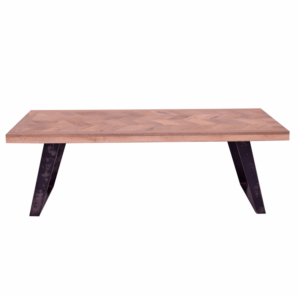 Akash Chevron Parquet Mango Wood Coffee Table - The Furniture Mega Store