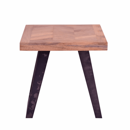 Akash Chevron Parquet Mango Wood Side Table - The Furniture Mega Store 