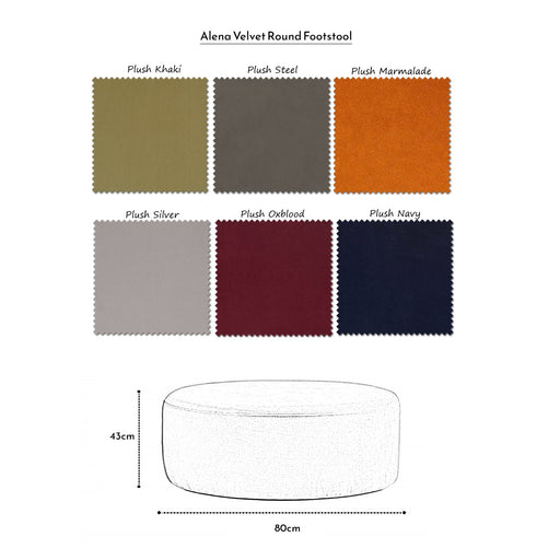 Alena Velvet Round Footstool - Choice Of Colours - The Furniture Mega Store 