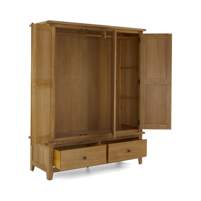 Barnham Oak Triple Wardrobe With Central Mirrored Door - The Furniture Mega Store
