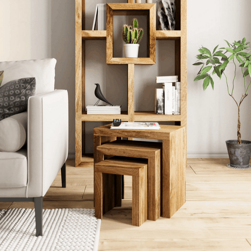 Cuban Mango Wood Nest Of 3 Tables - The Furniture Mega Store
