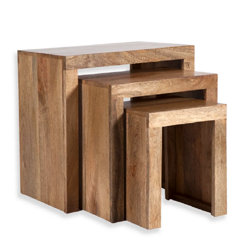 Cuban Mango Wood Nest Of 3 Tables - The Furniture Mega Store 