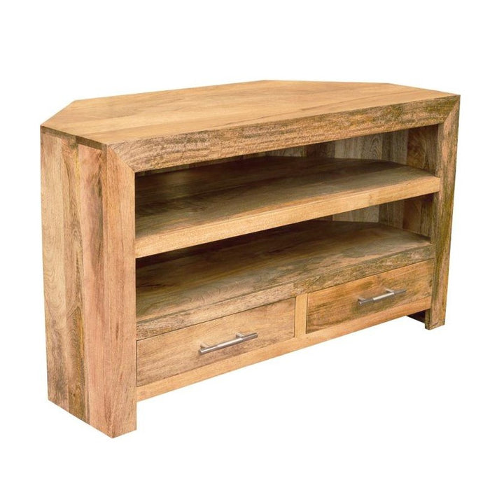 Cuban Mango Wood Corner TV Cabinet - The Furniture Mega Store