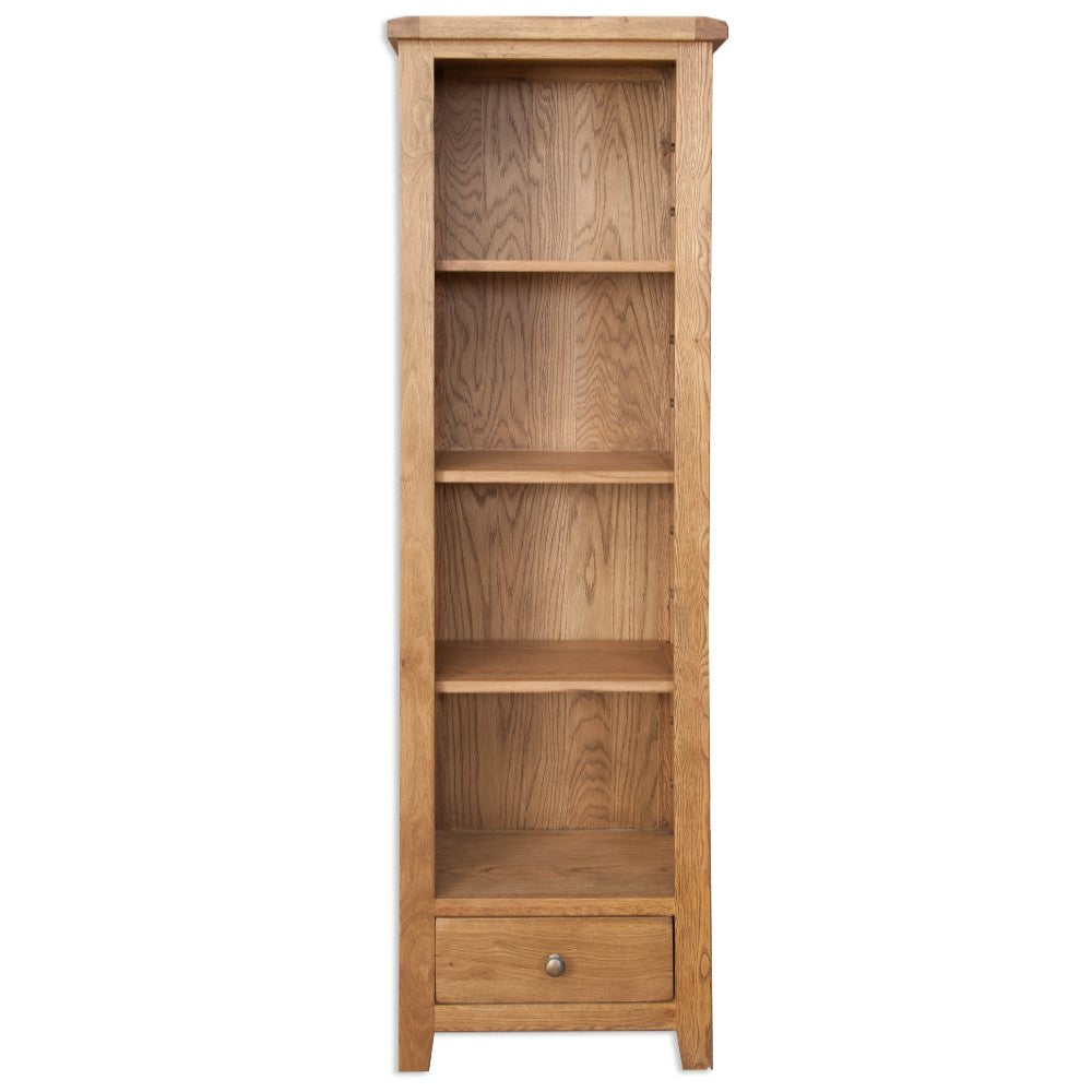Wiltshire Country Oak 1 Drawer Slim Bookcase - The Furniture Mega Store