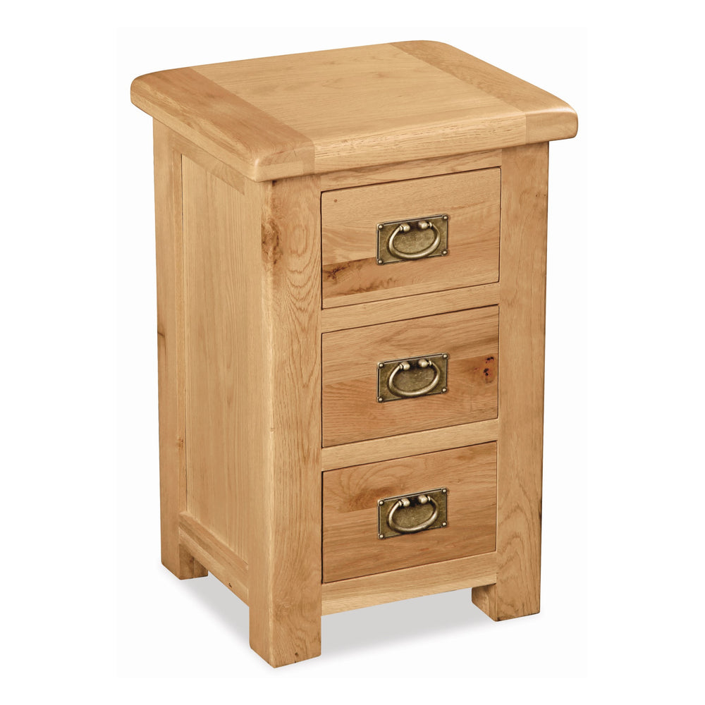 Sailsbury Solid Oak Bedside Cabinet - 3 Drawers - The Furniture Mega Store