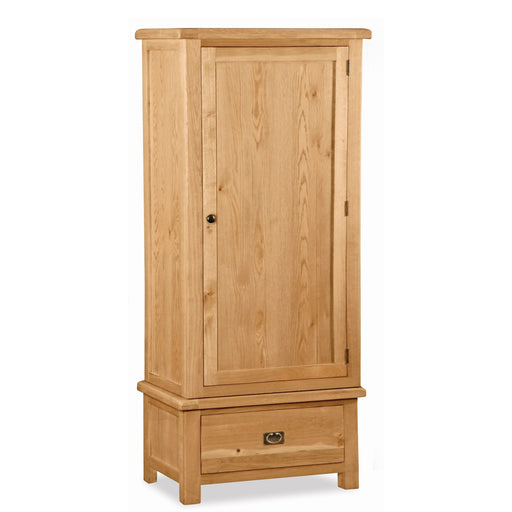 Sailsbury Solid Oak Single Wardrobe 1 Doors & 1 Bottom Storage Drawer - The Furniture Mega Store 