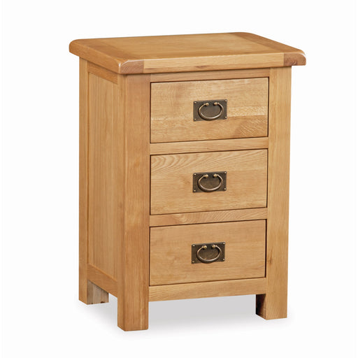 Sailsbury Solid Oak Wide Bedside Cabinet - 3 Drawers - The Furniture Mega Store 