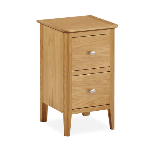 Bath Oak Narrow Bedside Cabinet - 35cm with 2 Drawers - The Furniture Mega Store 