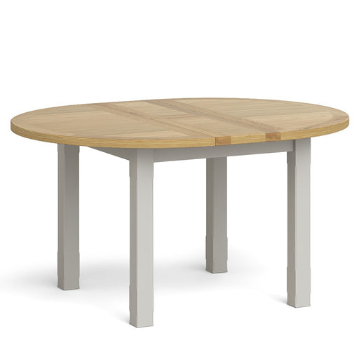 Country Grey and Oak Round To Oval Extendable Dining Table, 120cm-150cm - The Furniture Mega Store 