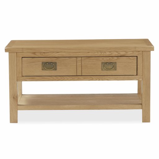 Addison Lite Natural Oak Coffee Table, Storage with 2 Drawers - The Furniture Mega Store