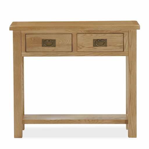 Addison Lite Natural Oak Small Console Table, 85cm width with 2 Drawers for Narrow Hallway - The Furniture Mega Store 