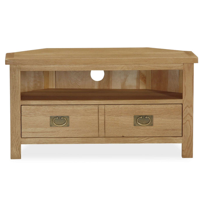 Addison Lite Natural Oak Corner TV Unit - 90cm - The Furniture Mega Store