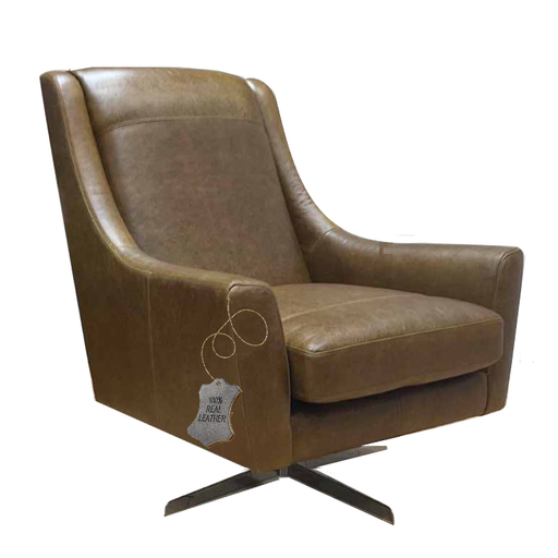 Santo Leather Accent Swivel Chair - Choice Of Leathers - The Furniture Mega Store