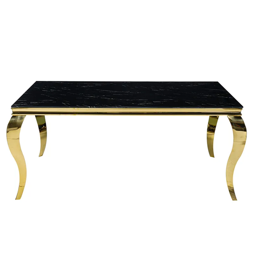 Louis 1.8 Black Marble & Gold Leg Dining Table - The Furniture Mega Store 